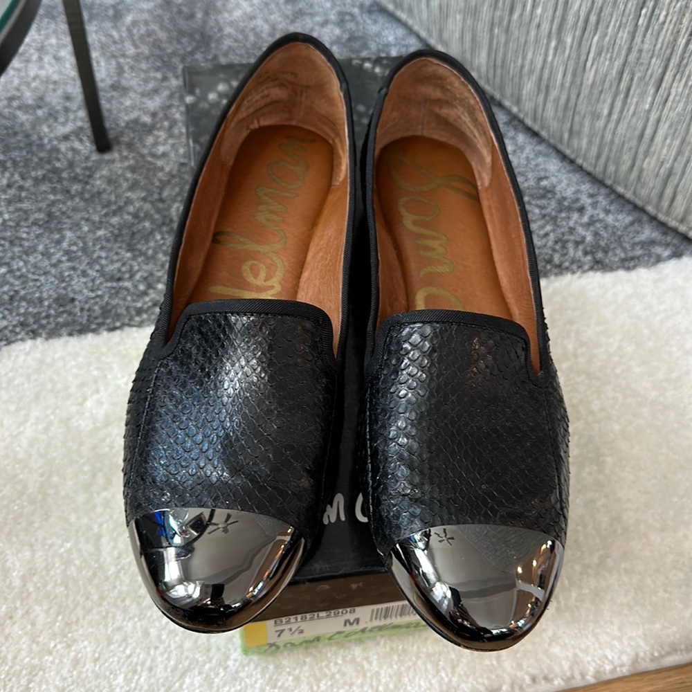 Sam Edelman ASTER Metal Cap Faux Snake Skin Loafers